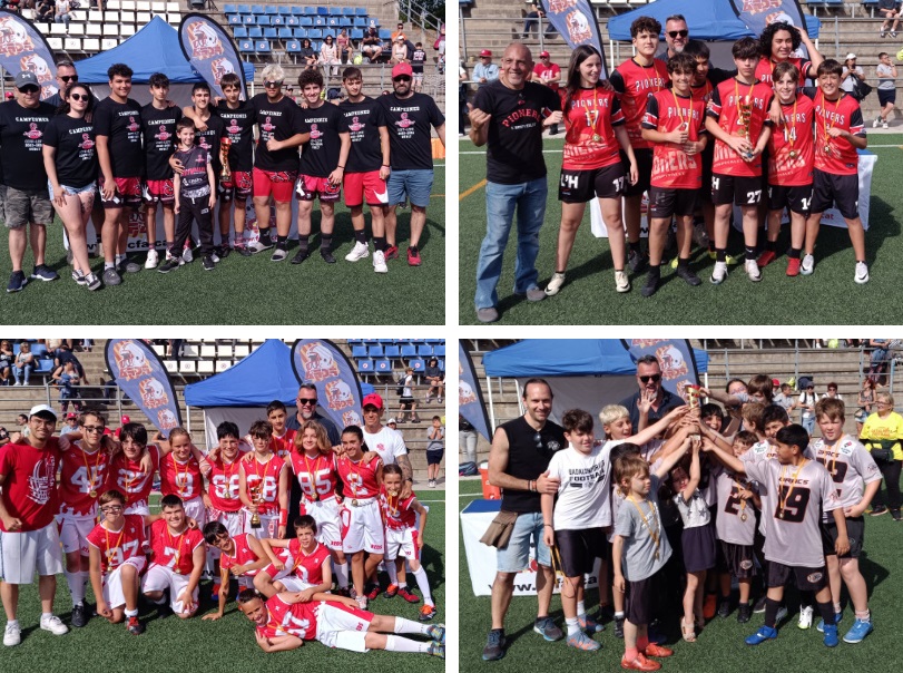 Scorpions (Cadet), Pioners (Infantil), Reds (Aleví) i Dracs (Benjamí), campions de les Lligues Catalanes de Flag